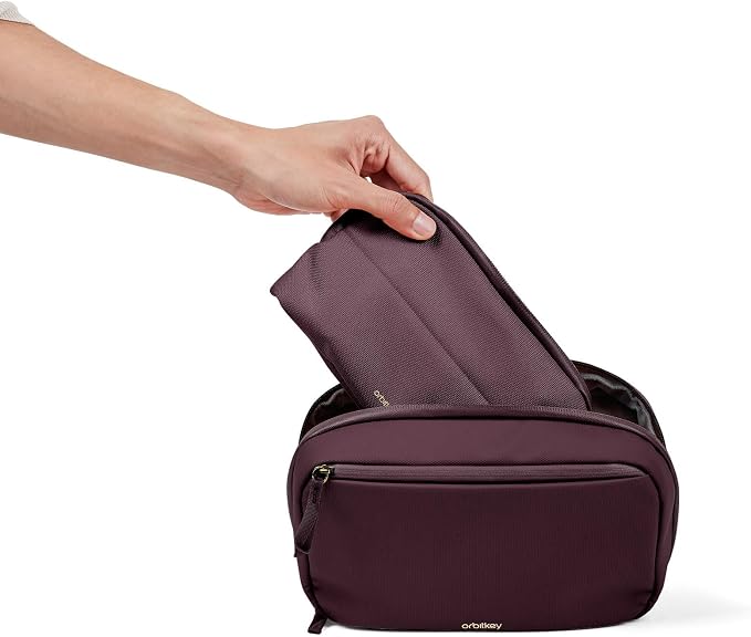 Orbitkey 2-in-1 Tech Accessory Pouch with Detachable Slim Sleeve – Travel Electronics Organizer for Cables, Chargers, Earbuds, Power Bank – Compact Gadget Bag & Portable Tech Storage Case (Plum)