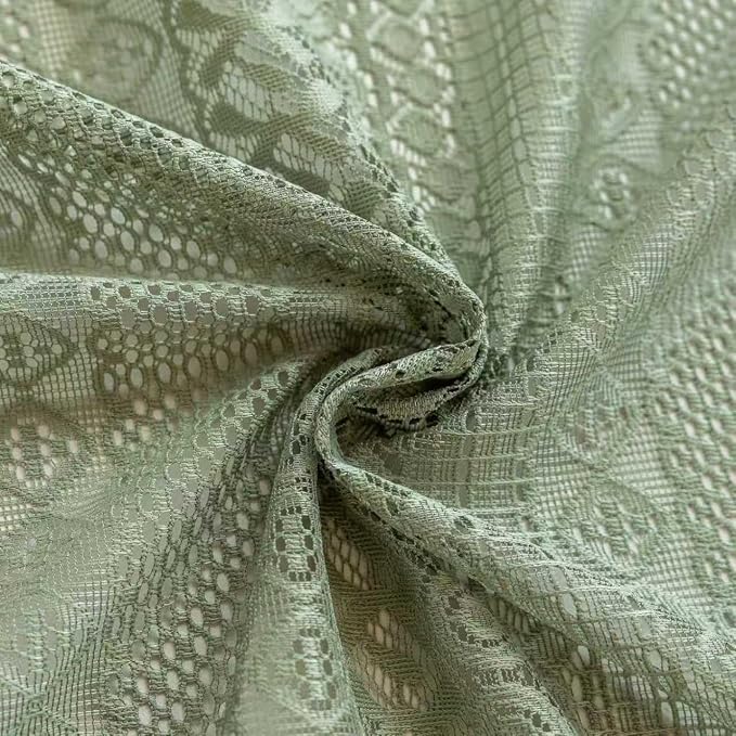 Sutuo Home Sage Green Boho Sheer Curtains 2 Panels for Bedroom Living Room | Vintage Lace Curtains Drape Bohemian French Country Privacy Crochet Light Filtering Tassels Christmas Rod Pocket, 50" x 90"