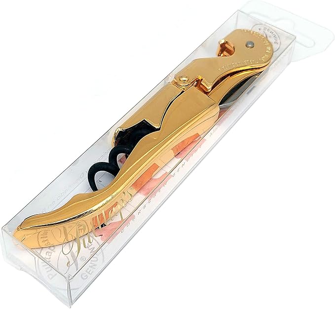 Pulltap's Genuine Classic 500 Waiter's Corkscrew – Double-Hinged Wine Key with Hinged Foil Cutter – Patented Design – Made in Spain – Gold (Oro – 24K Full Gold)