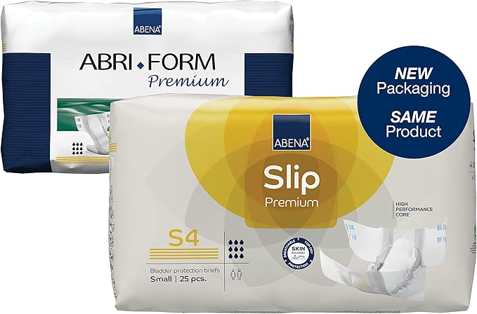 Abena Slip Premium Incontinence Briefs, Level 4, (Small to Extra Large Sizes), Small, 25 Count