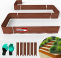 20ft. 6-Pack Cor-Ten Steel Landscape Edging - 40" L x 6" H Metal Edging for Landscaping with 6 Stakes, Hammer-in Garden Edging, Metal Landscape Edging for Flower beds, Lawn & Yard (Rusted)