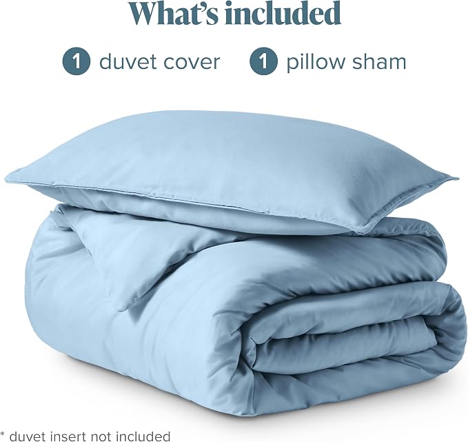 Bare Home Bedding Duvet Cover Extra Long Size - Premium 1800 Super Soft - Lightweight, Cooling Duvet Cover - Soft Breathable Bedding (Twin/Twin XL, Light Blue)