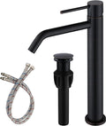 Oil Rubbed Bronze Vessel Sink Faucet with Pop Up Drain and Supply Lines, Stainless Steel Bronze Vanity Faucet Single Hole, JXMMP 1 Handle Bathroom Faucet Oil Rubbed, JXM1001ORB