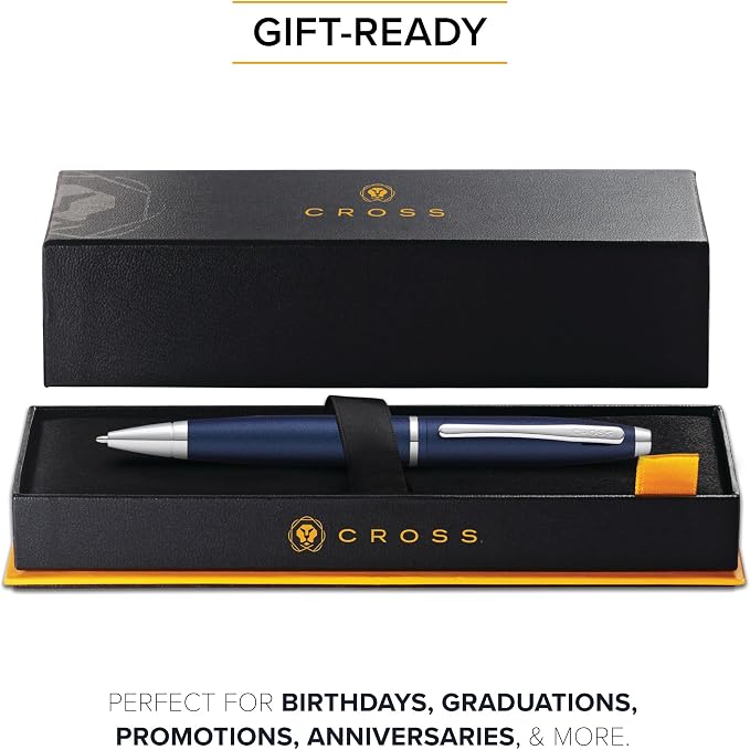 Cross Calais Refillable Ballpoint Pen, Medium Ballpen, Includes Premium Gift Box - Matte Metallic Blue