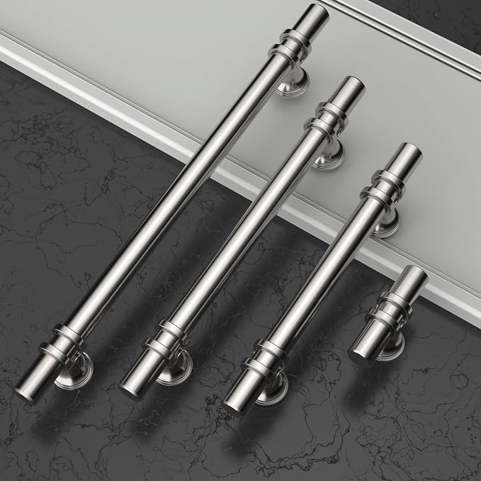 Asidrama 6 Pack 5 Inch(128mm) Brushed Nickel Cabinet Pulls Heavy-Duty Solid Kitchen Cabinet Handles Satin Nickel Drawer Hardware for Bathrooms Cupboard