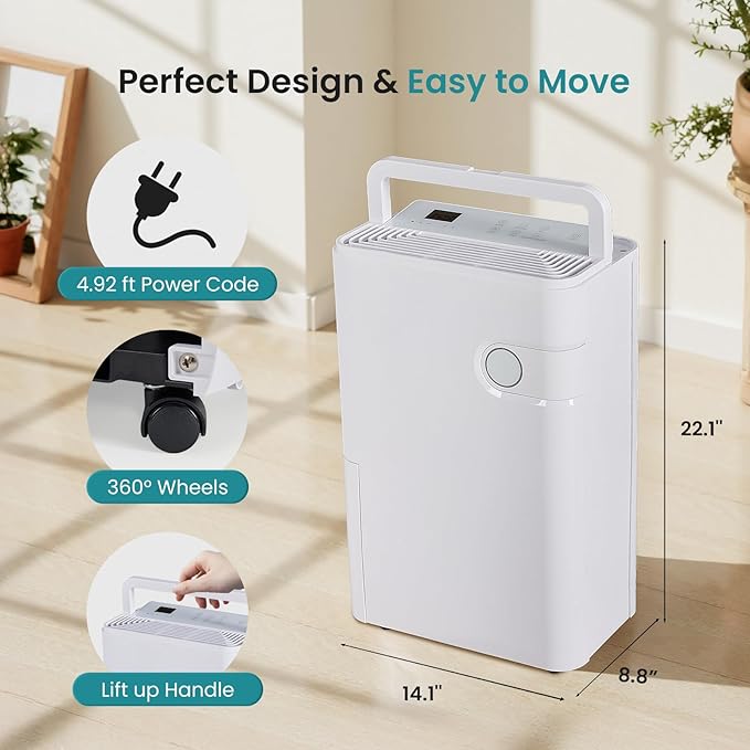 OLIXIS 80Pints Dehumidifier with Drain Hose, Most Efficient Energy Star, 5,500 Sq.Ft Dehumidifier for Basement, 5L Tank, Smart Humidity Ring, Ideal Humidity Remover for Home, Bedroom & Bathroom