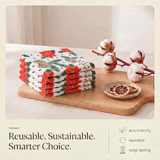 Urban Villa Kitchen Towels Cotton Dish Towels 20”x30”(Set of 6) Pinecone