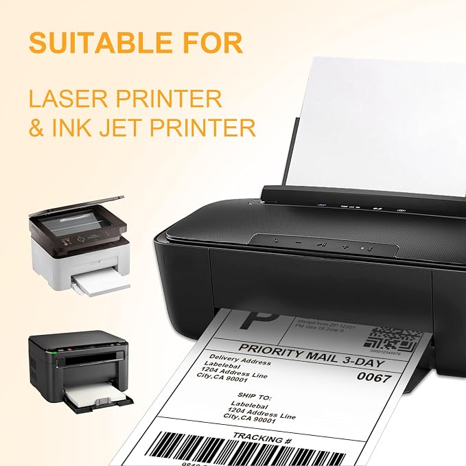 (500 Pcs/500 Sheets) A4 Full Sheet Self Adhesive Shipping Labels for Laser & Inkjet Printers, 8.5" x 11" Shipping Mailing Labels