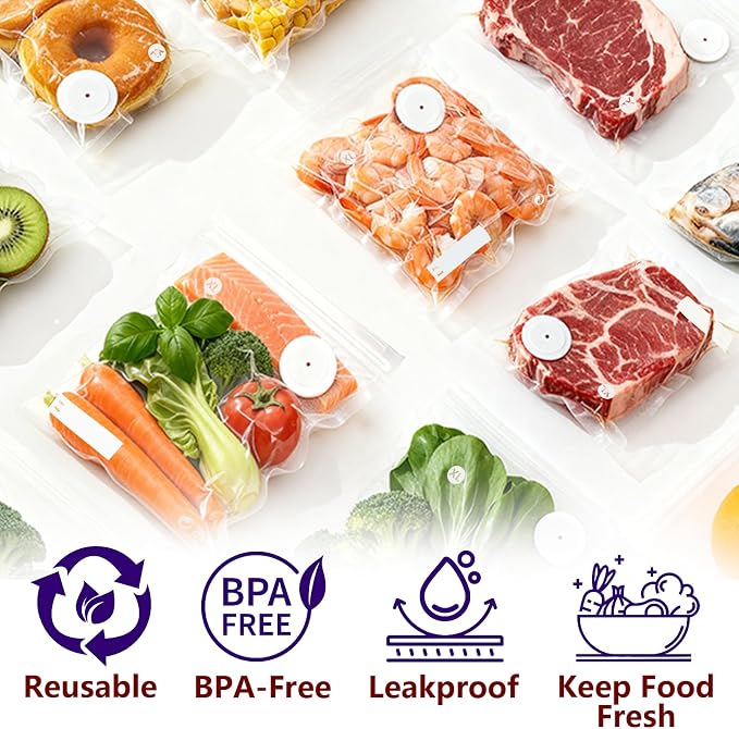 30-Pack Vacuum Sealer Bags Compatible with Chef Preserve – BPA-Free, 15 Medium (10×11 in) + 15 Extra Small (8×8 in), Reusable Leak-Proof Food Storage Bags for Freezer, Microwave & Sous Vide