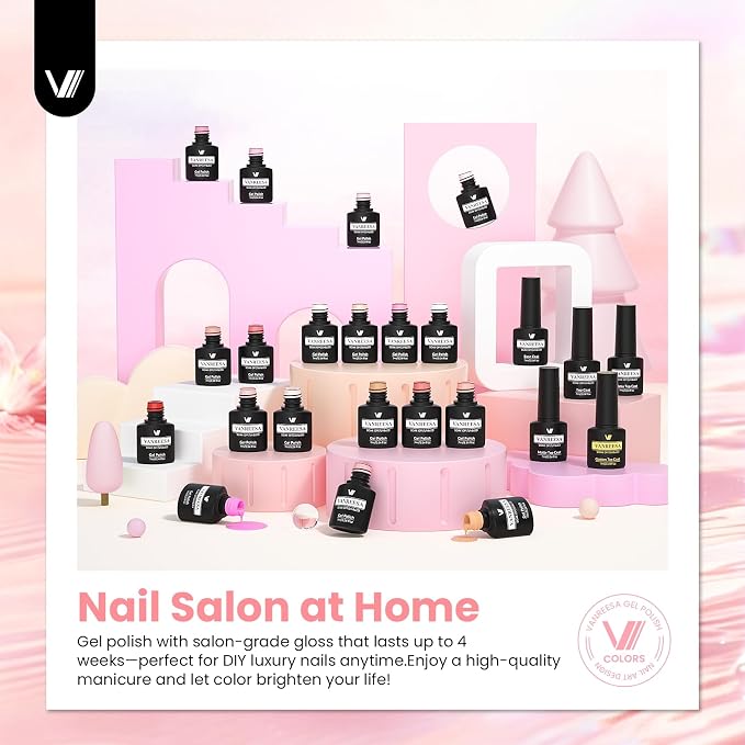 VANREESA 24Pcs Jelly Gel Nail Polish Set -Soft Milky White Nude Pink Red Brown Jelly Translucent Gel Polish Colors with Base Coat 4 Top Coats Neutral Colors All Seasons Nail Polish Set Gifts for Women