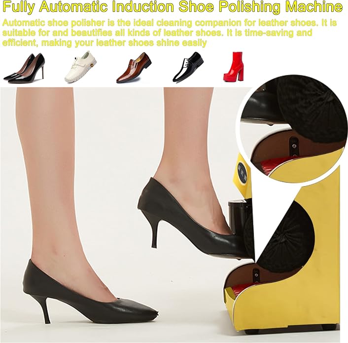 Sangeuhhlk Electric Shoe Buffer, Shoe Polisher Automatic Stainless Steel Dust Removal Polishing Clean Kit for Home Hotel Bank