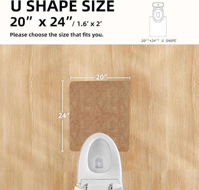 TYUU Toilet Rug, Thin Toilet Rugs U Shaped Washable Non Slip Absorbent Quick Dry Low Pile Toilet Mat, 20"x24" U Shape Camel