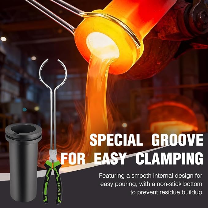 3KG High Purity Graphite Crucible with Tongs for Metal Casting | Heat Resistant; Smooth Interior; Even Heat Distribution; Reusable; Gold, Silver, Copper & Aluminum