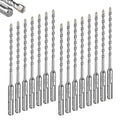 GEINXURN 15 PCS 3/16" x 6" Double Thread Rotary Hammer Drill Bits, Masonry Drill Bits Tool Set Carbide Tipped, Drilling in Brick, Stone and Concrete, Cement Walls