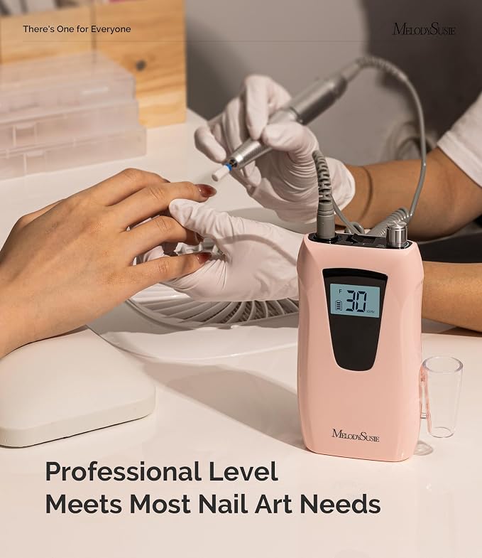 MelodySusie Entry-Level Clip-On Rechargeable Nail Drill, SC320D 30000RPM Essential E-File with LCD Display for Manicure Shaping & Gel Removal, Perfect for Training, Nail Art Practice & Home Use