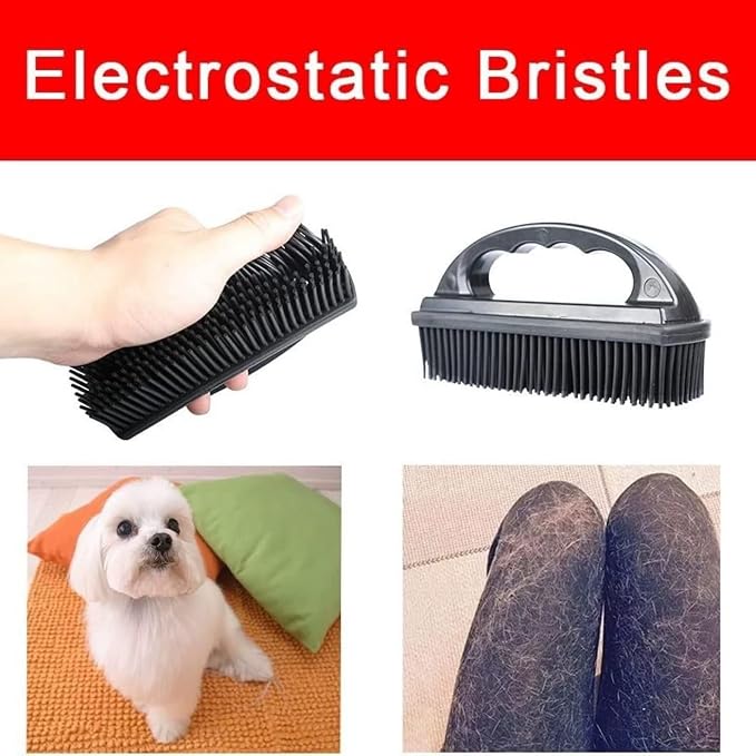 Handheld Pet Hair Removal Brush Reusable Lint Remover | Soft Electrostatic Bristle Cleaner for Carpet Sofa Clothes Dog Cat Fur(3pcs)