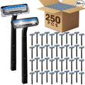 CXYARY 250 Pcs 3 Blade Disposable Razors With Clear Safety Cap, Shaving Razors Bulk for Men &Women, Stainless Steel Blade, Multipurpose Portable Shave Razor for Bathing Hotel Travel, Black