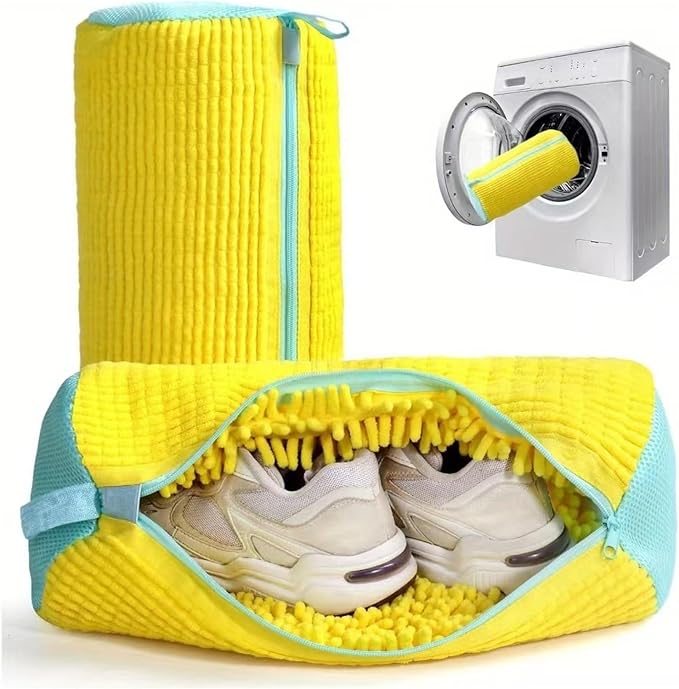 1/2/4pcs Laundry Bag Shoe Washing Bag Padded Net Protector(Yellow,1pc)