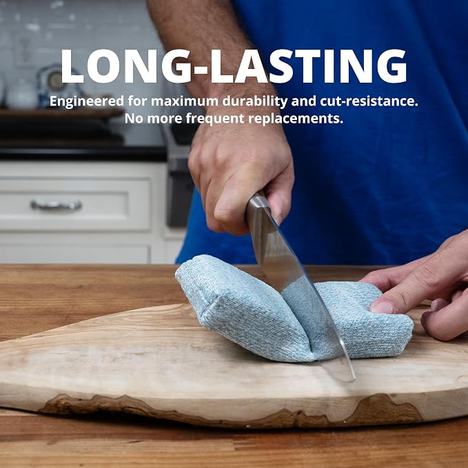 Grill Rescue Heavy Duty Kitchen Sponge - Lasts 20x Longer, Scratch-Free, Safe for Non-Stick Cookware - Cut Resistant, Versatile Household, Bathroom & Outdoor Cleaning Supplies (5, Blue)