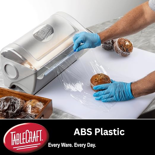 TableCraft RWS12 Rapid Wrap Film Dispenser, 12" White, Crafted from Durable BPA-Free Tritan, Easy to Clean, Quick and Efficient Wrapping Solution, Versatile for Kitchen or Catering Use, Compact Design