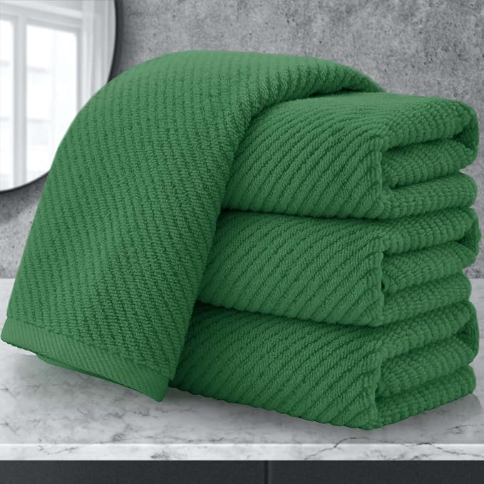 VOOVA & MOVAS Hand Towels 4PC, 100% Cotton, 18x28 in, Hunter Green | Quick Dry, Thick, Soft, Absorbency, Bathroom Essentials Set, Suitable For Household, Guest Bathroom, Spa