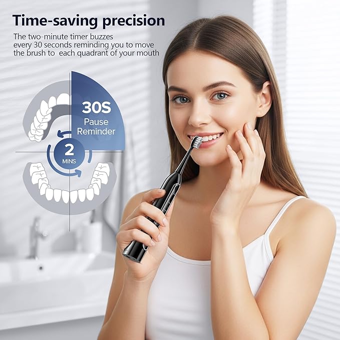 Electric Toothbrush with Water Flosser Combo for Teeth Brushing & Flossing, Sonic Electric Toothbrush for Adults, Cordless Water Flosser for Home & Travel, Portable Travel Case Included