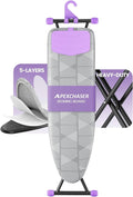 APEXCHASER Ironing Board with Iron Rest, Compact and Space Saver Iron Board, Extra Thick Cover, Height Adjustable, Wall Mount & Closet Hanger 13x43 Grey