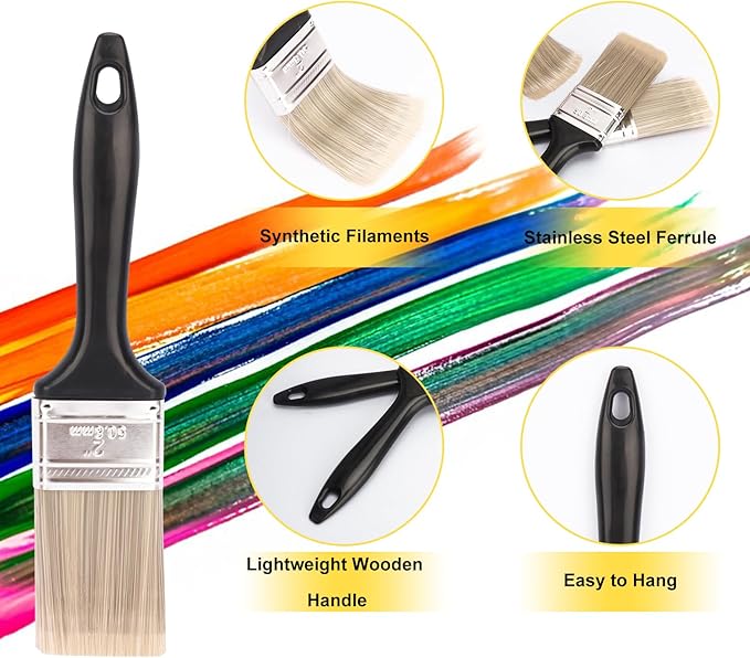 30 Pack 2 Inch Paint Brushes - A Professional Range of Wall Paint Brushes, Deck Paint Brush, and Chip Brushes - Perfect DIY Painting Tools for Your Home or Business KUKLIPJIM
