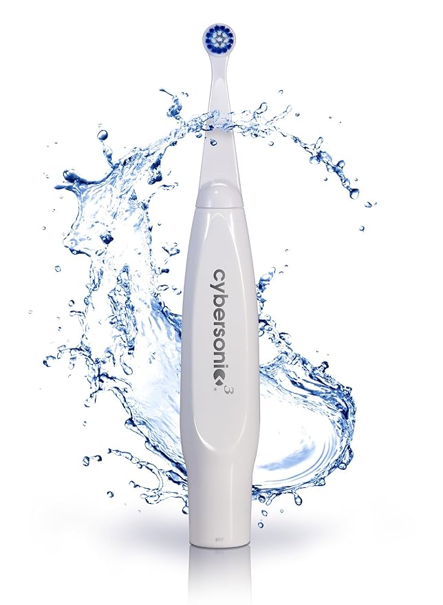 Cybersonic3 Electric Toothbrush, Rechargable Power Toothbrush with Complete Dental Care Kit Including Tongue Scraper and Floss Heads + 6 Replacement Brush Heads