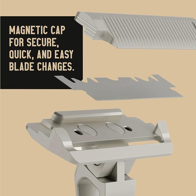 PROOF Select Single Blade Razor for Men with Pivoting Head Made in USA - CNC Machined Aluminum Easy Blade Replacement - Includes Genuine Leather Travel Case, Suction Cup Holder and Safety Razor Blades | Pivoting Head, CNC Machined Aluminum Metal Shaver...