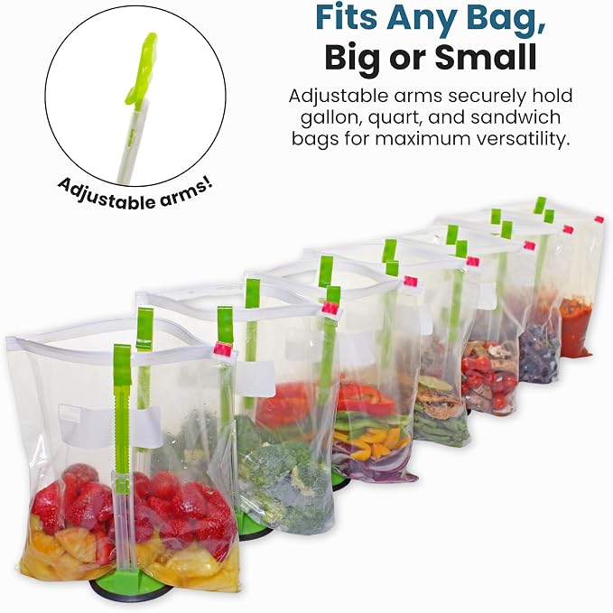 Original Jokari Adjustable Baggy Rack Stand 1 Pack. Prop Plastic Ziploc Freezer Storage Bags Open Hands-Free To Pour Leftovers, Snacks and Meal Prep Ingredients With No Food Spills or Kitchen Mess. | Snacks, Meal Prep Ingredients With No Food, Like an ...