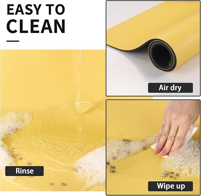 HotLive Dog Food Mat - Absorbent Cat Mat for Food and Water, No Stains Pet Feeding Bowl Mat, Easy to Clean Pet Placemats, Quick Dry Dog Water Dispenser Mat for Messy Drinkers | Yellow 12"x 19"