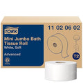 Tork Mini Jumbo Bath Tissue Roll - Toilet Paper Towels with Advanced Soft Quality, Compatible with T2 Tork Dispenser, 12 rolls x 1075, 2-Ply Sheets, Color: White, 11020602