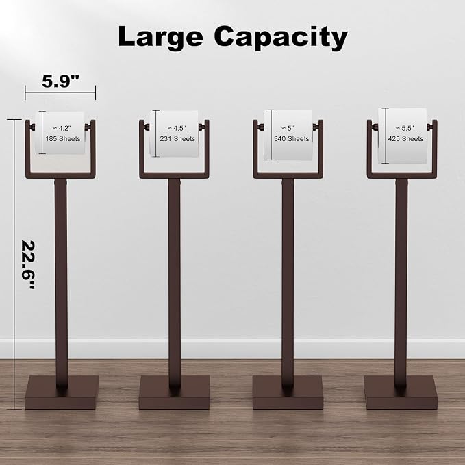 Bronze Toilet Paper Holder Stand，Stainless Steel Toilet Paper Holder Free Standing，Stable Weighted Base Floor Tissue Roll Holder for Bathroom，Modern Pivoting Toilet Paper Stand