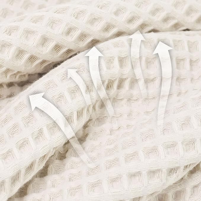Waffle Bath Towels Set of 2 (Mist White) – Cotton, Quick Dry, Low Lint | 31” x 62” Large Towels for Bathroom Shower Spa Pool