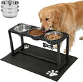 Metal Elevated Dog Bowls for Medium/Large Breed, 3 Adjustable Height(8.8''/11.5''/14'') Raised Dog Bowls Stand with Three 58oz Large Stainless Steel Dog Bowls, with The Splash pad