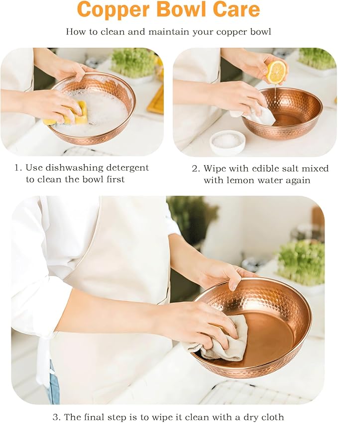 99.99% Pure Copper pet Bowl, 7.4-inch Copper Dog Bowl, a Large Copper Bowl Suitable for Family Pets. (1)