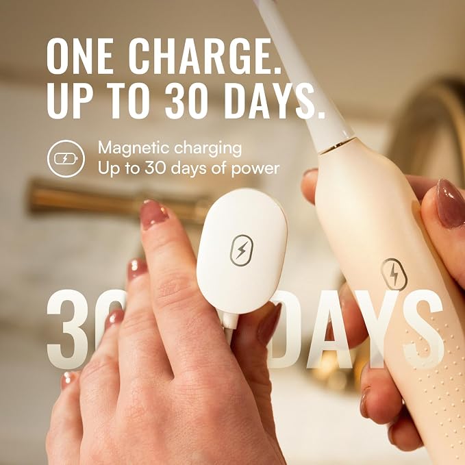 Soocas 3-in-1 Sonic Flossing Toothbrush for Adults, Light Gold | 3-in-1 flossing, sonic vibration and 20° sweeping, 66,000 movements/min, 80-sec water flossing, 30-day battery