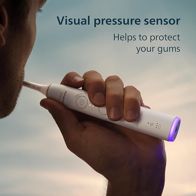 Philips Sonicare 7300 Series Electric Toothbrush - Next-Generation Sonicare Technology, Pressure Sensor, 12 Brushing Settings, SmarTimer, BrushPacer, 21-Day Runtime, Travel Case, White, HX7420/07