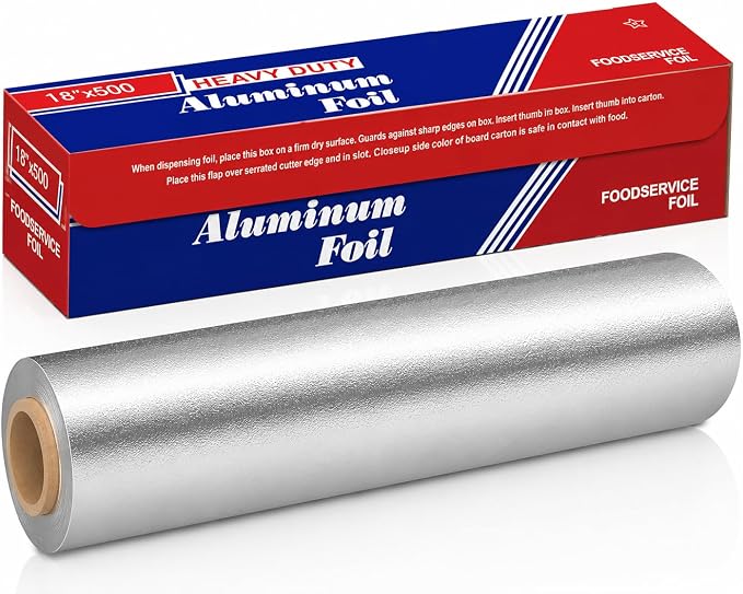 Aluminum Foil Roll 18"x 500 feet (1 Pack) - Aluminum Foil Heavy-Duty, Commercial Grade for Food Service Industry - Silver Foil for Cooking & Roasting