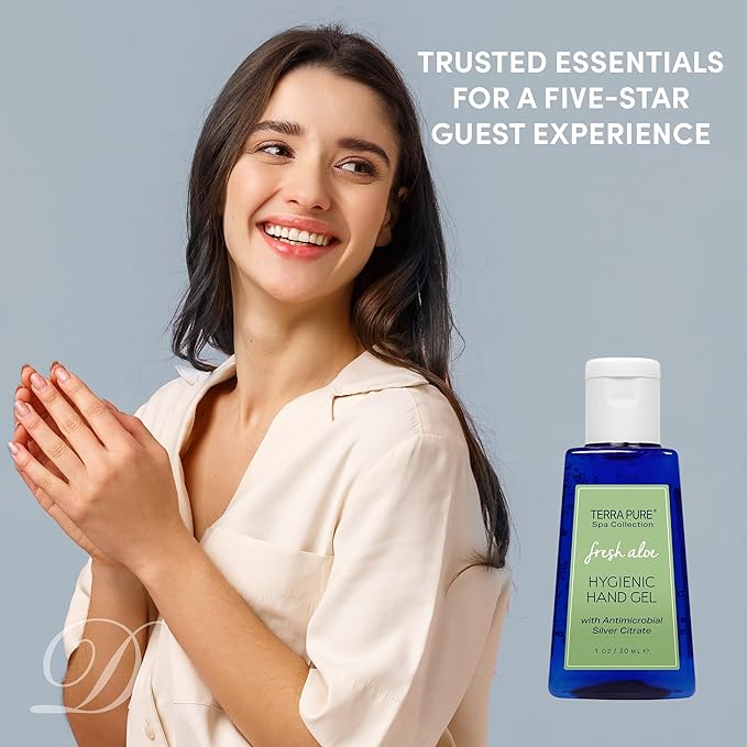 Terra Pure Hand Sanitizer Gel, 1 oz 6 Pack, Alcohol Free Silver Citrate Formula with Aloe Vera and Vitamin E, Non Drying Bulk Travel Size for Hotels, Gyms, Schools, Offices, Events
