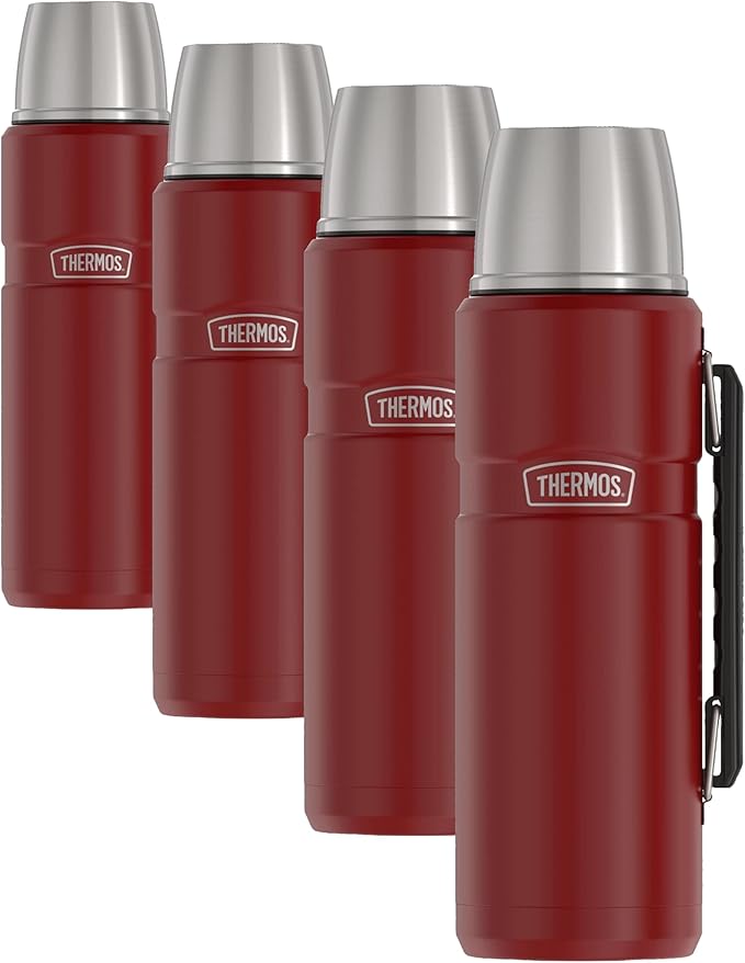 THERMOS Stainless King Vacuum-Insulated Beverage Bottle, 40 Ounce, Rustic Red (Pack of 4)