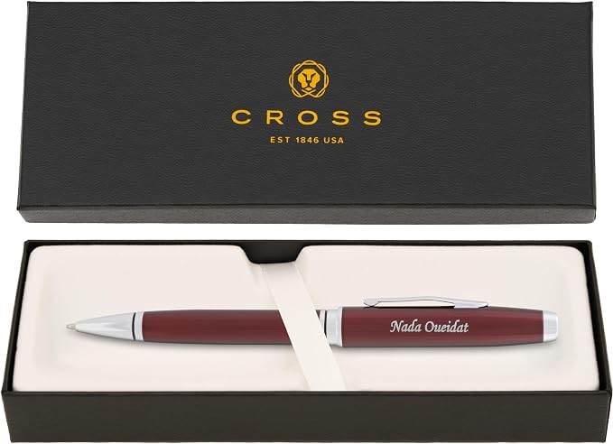 Cross Coventry Engraved Ballpoint Pen, Red Lacquer with Chrome Trim, Twist Action, Personalized Gift for Graduation, New Job, Career Advancement, Birthdays, Cross Gift Box Included