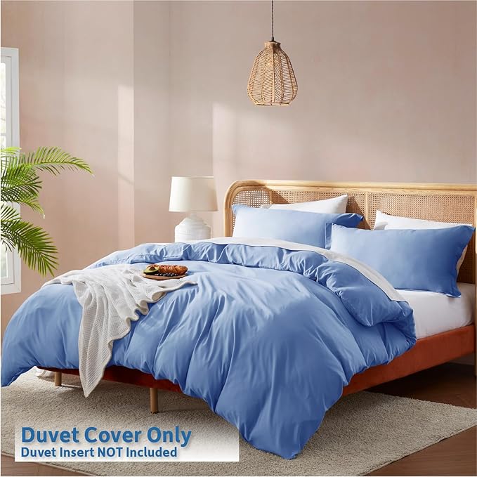 Nestl Calm Blue Duvet Cover King Size - Soft Double Brushed King Duvet Cover Set, 3 Piece, with Button Closure, 1 Duvet Cover 104x90 inches and 2 Pillow Shams