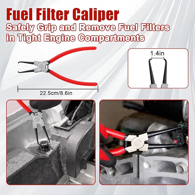 Ketofa 8-Piece Fuel Line Disconnect Tool Set, Hose & Fuel Line Clamp and Remover Pliers, Relay Puller, Panel Clip, Trim Clip & Push Pin Removal Tools, Fuel Filter Caliper for Automotive Repair