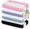 Touchat 4 Pack Beach Towels Stripe Microfiber Beach Towel Sand Free Quick Dry Swim Pool Towels for Adult, 30'' x 60'' Lightweight Travel Bath Towel, Camping | Ultra-Portable, Multi-Functional, Color
