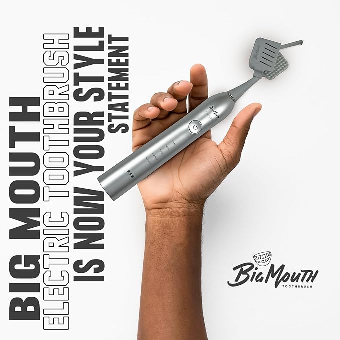 BIG MOUTH TOOTHBRUSH Dr Bobbi Electric Toothbrush for Adults | Ultrasonic Rechargeable Toothbrush with 5 Cleaning Modes & 2-Minute Smart Timer | Retains 42-Day Battery | Travel-Friendly Platinum
