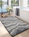 DEXI Bathroom Rug Mat 43x24, Soft and Absorbent Marble Bath Mat, Non Slip Machine Washable Bath Rugs for Shower Floor, Tub, Sink, Dark Grey