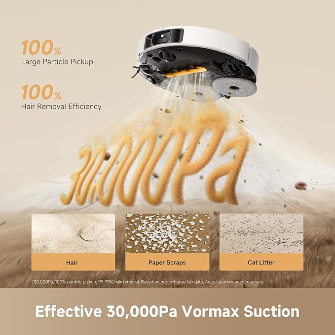 DREAME L60 Ultra PE Robot Vacuum and Mop, 30,000Pa Suction, Self-Cleaning,Corner-to-Edge Deep Cleaning, Detangling Brush, Obstacle Avoidance and 360° Navigation, White