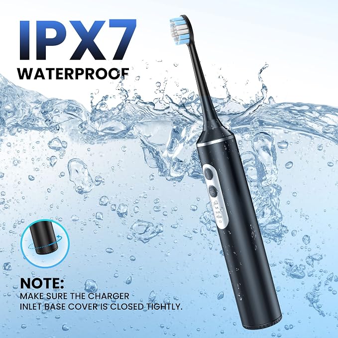 UNINGOPI 2-in-1 Electric Toothbrush with Water Flosser, Brush & Floss Combo | 3 Modes, 3 Brush Heads, Jet Tip, IPX7 Waterproof, Portable Oral Irrigator for Travel, Black
